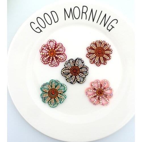 15pcs 3D Rhinestone Flower Patch DIY for Headwear Cloth Cute Patch Bead Appliques Parches Accessories