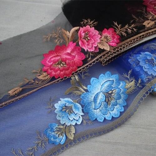 15cm 5.9"wide-(1.5yards/pc) DIY Craft Accessories Floral Embroidered Tulle Lace Trim for Garment,Bedding Decoration