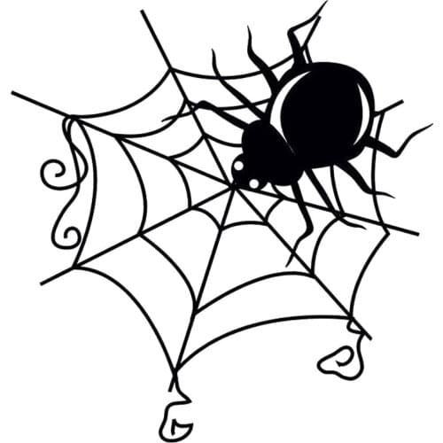 16.4cm*17cm Spider And Web Creepy Fashion Car Sticker Motorcycle Car Styling Black/Silver S3-6679