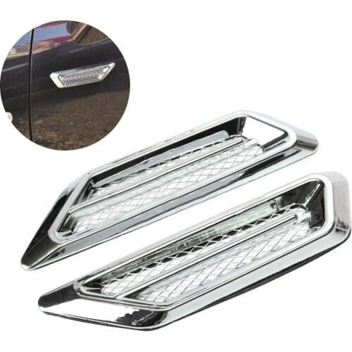 2x Chrome Car SUV Air Flow Fender Side Vent Decoration Sticker Accessories Chrome Tone Universal Self-Adhesive Air Flow Vent for