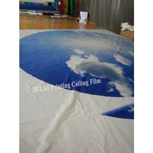 2015 11 Blue Sky Roud Shape Printing Ceiling Film sun shining with clouds pvc ceiling film
