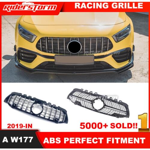 GT grille for New A Class W177 GT Grill Vertical Front Bumper Racing Car For A180 A200 A260 A45 Sports Sedan front grille