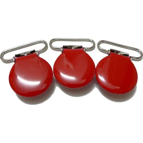 25pcs 1'' 25mm #36 Red Color Enamel Pacifier Clips/Suspender Clips