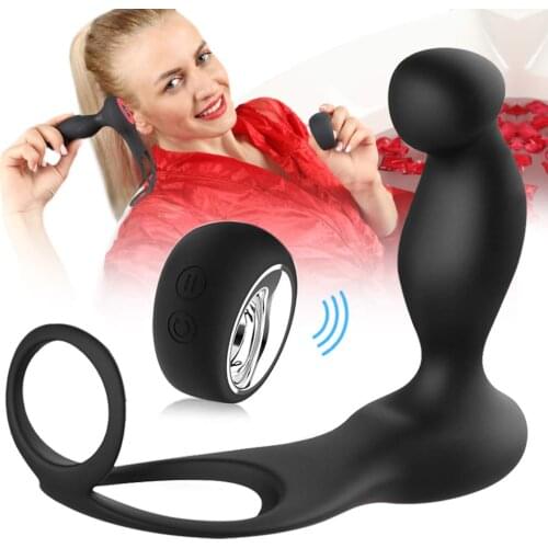 3-in-1 Vibrating Prostate Massager with Cock Ring and Ball Loop, 7 Vibration Modes Wireless Remote Control Prostate Stimulator
