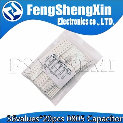36values*20pcs=720pcs 1pF~10uF 0805 SMD Capacitor assorted kit Capacitors Samples Kit electronic diy kit 1pf 4.7pf 100PF 10UF