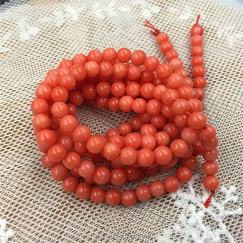4MM 200Pcs Orange Color Natural Coral Loose Bead Strands Genstones Jewelry Beads Accessory