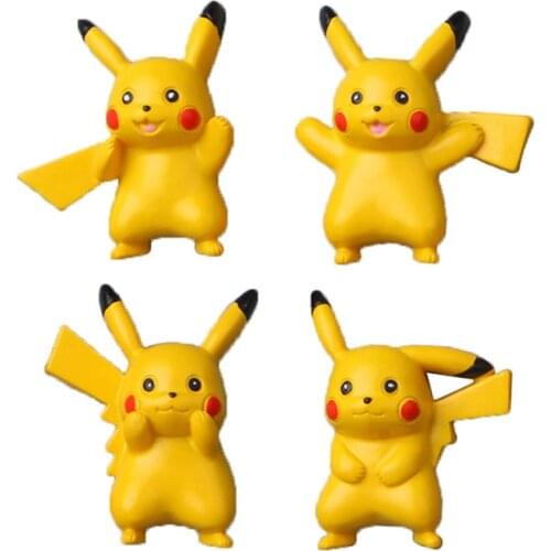 4pcs/lot Kawaii Pokemon Pikachu Fridge magnet Anime Action Figure Toys PVC Figures Model Toys Kids Gifts