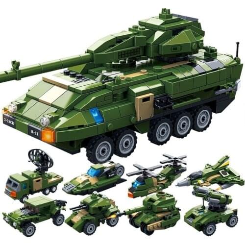655Pcs Stryker Armored Car Fighting Vehicle Tank Building Blocks Military Army WW2 Bricks Educational Toys for Children