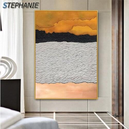 Abstract Orange Color Block Canvas Art Paintings for Living Room Modern Gray White Luxury Posters Prints Wall Poster Home Decor