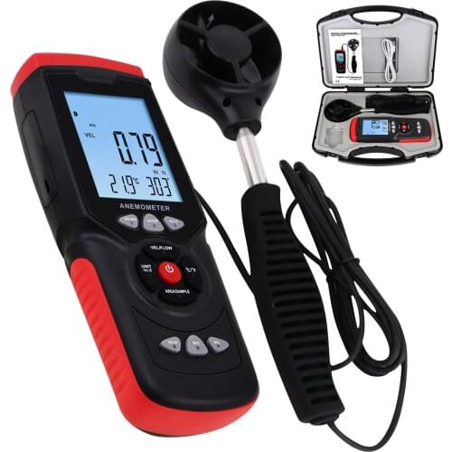 Anemometer Datalogger Sensor Wind Meter Digital Speedometer Air Flow Tester Speed Meter Data Hold & Backlight w/ MAX / MIN / AVG