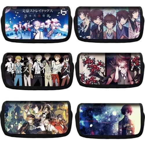 Anime Dazai Osamu Chuya Nakahara Bungo Stray Dog Peripheral Student Stationery Box School Supplies Canvas Zipper Pencil Case