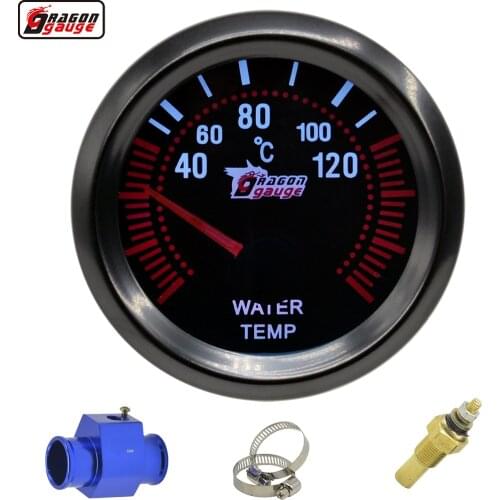 Dragon 52mm Black Shell Auto Pointer Water Temp Gauge 40-120 Celsius Temperature Meter For Car White Light Free Shipping