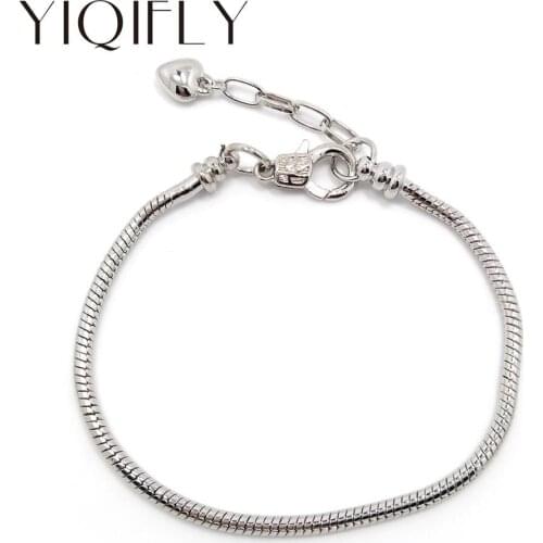 Free Shipping 1500pcs Wholesale New 17-21cm White k Color Snake Chain Lobster Clasp Bracelet fit European Bracelet Jewelry DIY