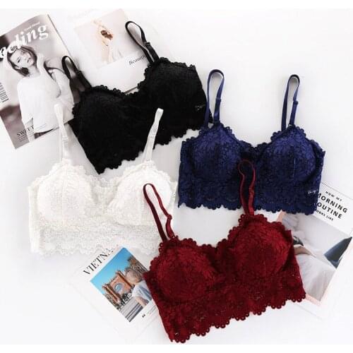 Hot Sale French Style Sexy Bra Ultra Women Lace Bralette Sexy Underwear Lingerie Wireless Padded Seamless Soft Bra For Women