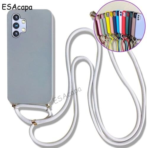 Crossbody Lanyard Cord Strap Case For Samsung A82 A72 A52 A22 A32 5G 4G Soft Silicone Phone Cover For Samsung Galaxy Quantum 2