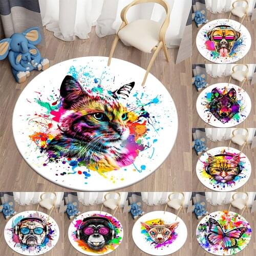 Color painted cats and dogs living room decoration bedroom decor anime floor mat round area rug vortex rug circle rug carpet