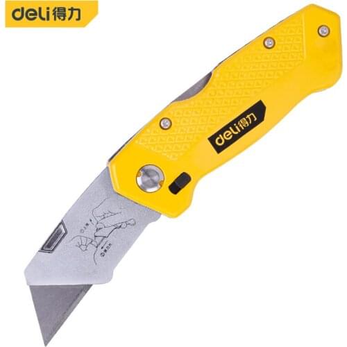 Deli Buy 1 Get 5 Handle Knife Electrical Folding Utility Knife with 5 Knife Blades Pipe Cable Paper Cutter Pocket Camping Tool