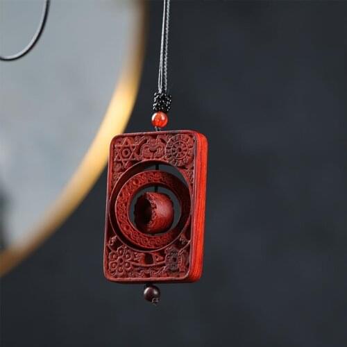 6cm Lobular Rosewood Lucky deduction Wooden sign Pendant Office Decoration Car Hanging Home Décor Mascot Collection