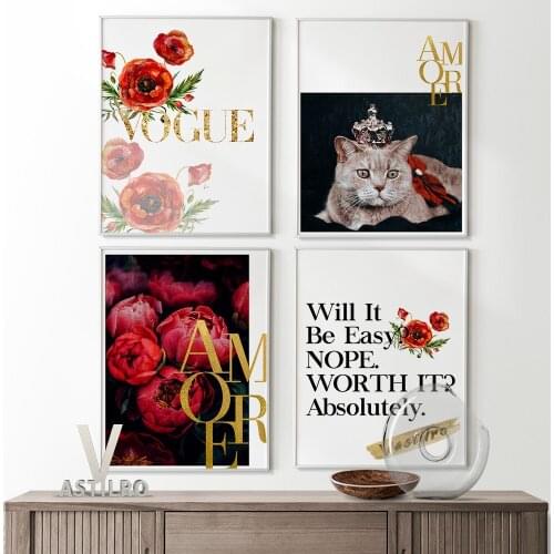 Designer Perfume Kitty Prints Poster Watercolour Abstract Art Canvas Painting Decorate Gift Girl Room Home Decor Wall Stickers