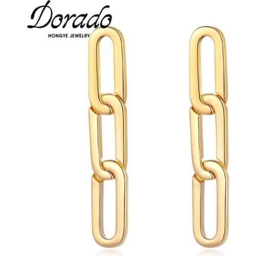 Dorado 2021 New Design Long Chain Drop Earrings For Women Punk Gold Color Metal Party Trendy Pendientes Brincos Jewelry Hot