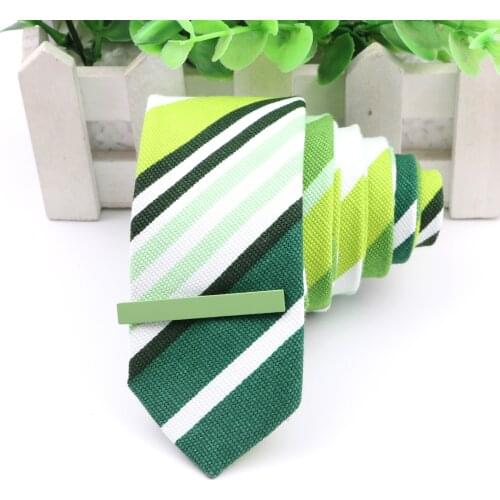Tie&Clips Set Ties 100%Linen Informal Necktie For Men Tie Clip Clasp Colorful Chrome Stainless Steel for Clothing Accessories