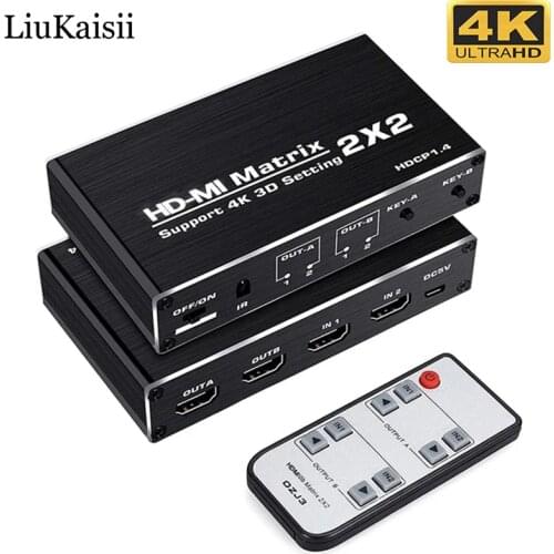 HDMI Switcher Matrix 4K HDMI-compatible Matrix Switcher 2x2 Adapter 1080P 3D Switcher 2 in 2 Out for PS4/PS3 TV Box