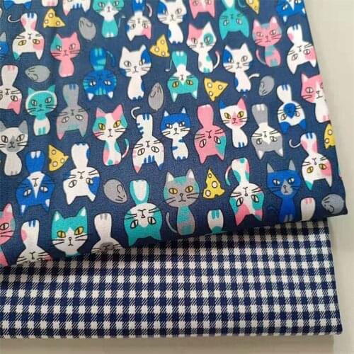 Cat Printing Cotton Fabric Woven Textile Twill Patchwork DIY Crafts Cloth Baby Cover Clothes Decoration Fabric