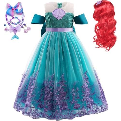 Mermaid Ariel Princess Girl Dress Cosplay Costumes for Kids Baby Girl Mermaid Dress Up Sets Child Halloween Party Fancy Costume