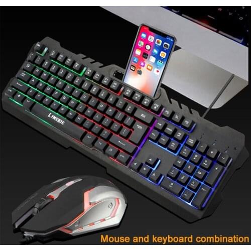 2020 new Gaming Set Combos USB Wired LED Backlit Mechanical Feel Gaming Keyboard with 3200 DPI Adjustable gaming mouse for gamer