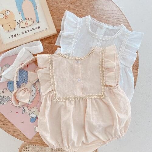 2021 Summer Baby Girl Bodysuit Brand New Solid Romper Sleeveless Cotton Newborn Outfit Loose Casual Bodysuit Toddler Clothes