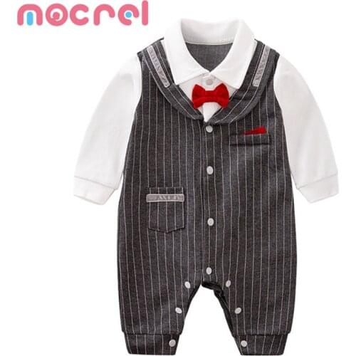 Rompers New Childrens Clothing Infant Baby Romper Suit Climb Clothes Fall Gentleman Bow Baby Clothes Full