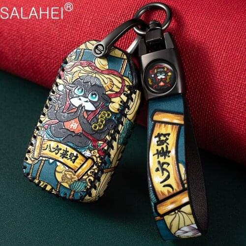 Leather Car Key Cover Case For Honda Vezel City Civic Jazz CRV Crider HRV Pilot Accord 2015 2016 2017 2018 2019 Accessories