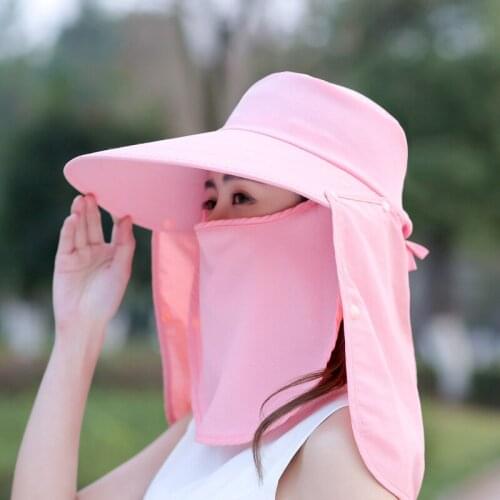 Summer Lady Wide Brim Visor Cap New Multi Function Anti-UV Female Neck Protect Riding Hunting Outdoor Hat