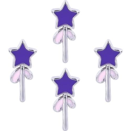 F629 Purple pink Magic wand shape floating charms for living memory glass floating locket charms DIY jewelry 20pcs/lot