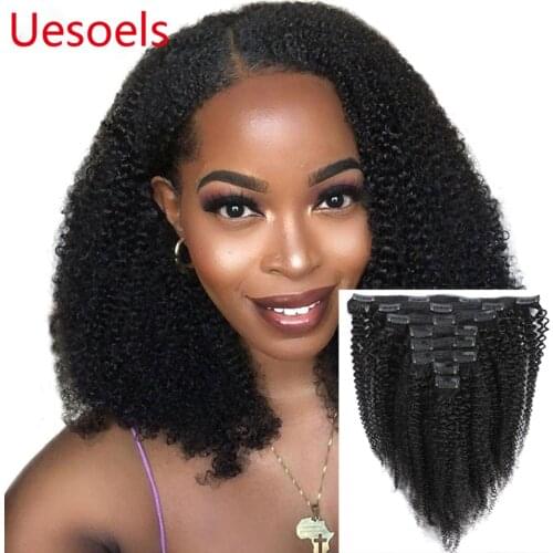 Mongolian 8-22inches 120gram Afro Kinky Curly Clips Hair Extension 8 Pieces 100% Remy Human Hair For White Women In Arietis Hair