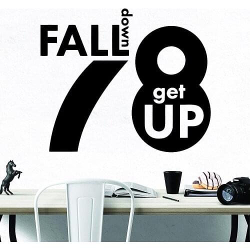 Motivation Quotes Wall Decal 7 Fall Down 8 Get Up Office Idiom Vinyl Wall Sticker Kids Study Room Modern Home Decoractive Z292