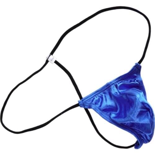 Mens G505Y Micro thong String waist Sexy Thong Pouch shiny satin knit nylon spandex Very Limit coverage