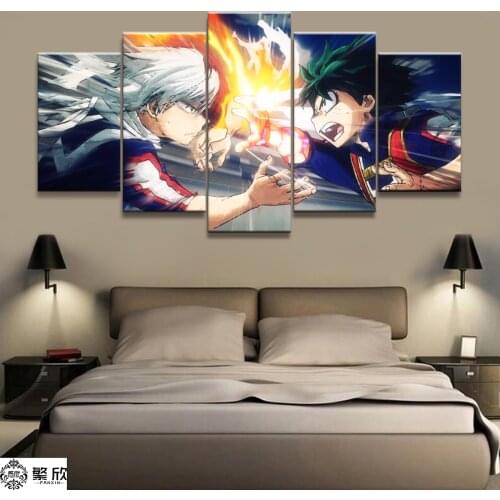 Wall Art Poster Painting Modular Pictures For Living Room Decorative Pictures Canvas Printed 5 Panel My Hero Academia Animation