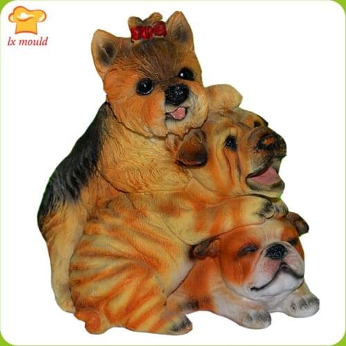 LXYY New Pet Dog DIY Soap Candle Moulds Home Decoration Chocolate Gypsum Silicone Mould