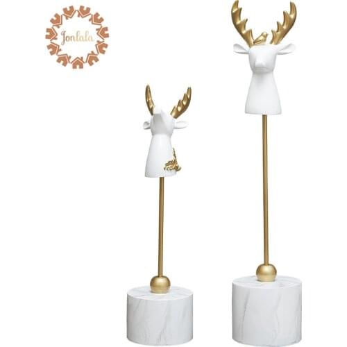 New Arrival!! 1 Pair Elegant Deer Head Ornaments Elk Decoration Resin Home Accessories Simulated Animal Best Gift