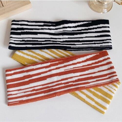 KENSHELLEY New Fashion Women Casual Multi-color Headband Soft Knitted Headwear Patchwork Hairband Girls Stripe Hair Accessories