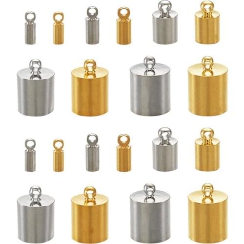 170pcs/box Mixed Color Brass Leather Cord End Caps Tasasel Crimp End Connector for Jewelry Making DIY Bracelet Necklace Findings