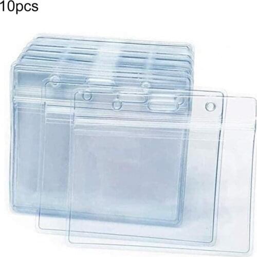 10Pcs 4x3inch ID Card Holder Waterproof Horizontal PVC Resealable Record Card Holders Desk Accessories Organizer Office Supplies