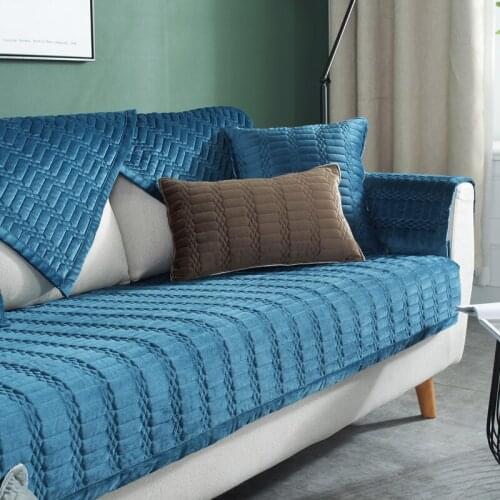 Hot Winter short plush Sofa cushion four seasons universal fabric slip Nordic cushion winter plush cover back towel living room