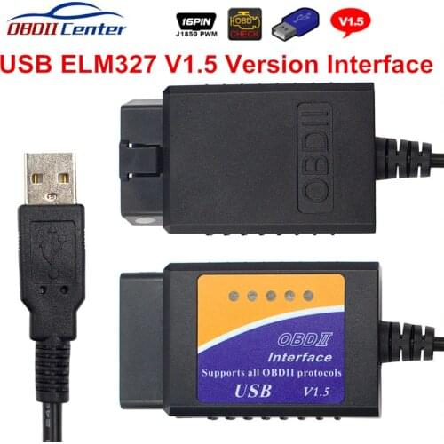 Latest ELM327 USB V1.5 OBD2 Diagnostic Interface ELM 327 1.5 Hardware Version OBDII Code Reader USB OBD 2 Diagnostic Cable Tool