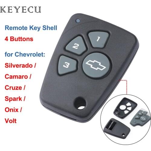 Keyecu Keyless Entry Remote Key Shell Case Cover 4 Buttons for Chevrolet Cruze Spark Onix Silverado Volt Camaro Aveo Sonic