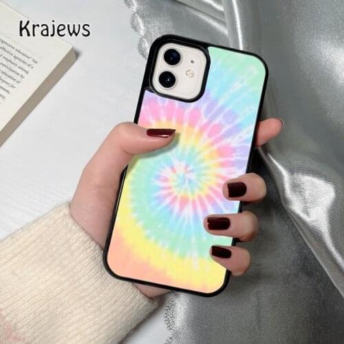 Krajews tie dye rainbow colorful coque Phone Case for iPhone 12 mini 5 6S 7 8 PLUS X XS XR 11 PRO MAX SE 2020 Cover Funda Shell