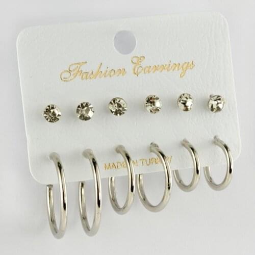 12'li Cubic Zirconia Hoop Earrings (1,50-2-2,50 cm)