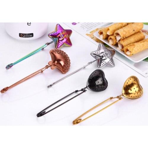 Stainless Steel Tea Strainers Seasoning Infuser Star Shell Oval Round Heart Shape Coffee Tea Filter Balls Kichten Tools SN2877