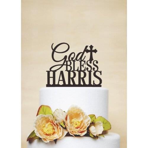 Baptism Cake Topper With Name And Cross,Personalized Cake Topper With Name,Baptism Gift,Personalized Christenings,God Bless Cake